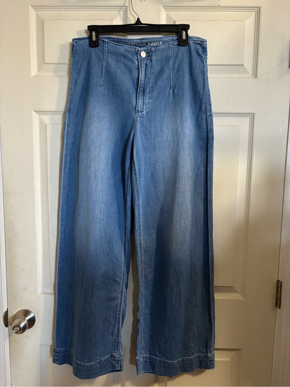 American Eagle Outfitters Stretch Super High Rise Baggy Wide Leg Jeans Denim